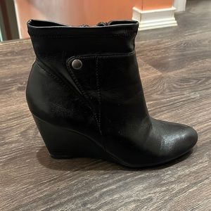 Black Wedge Heel Booties
